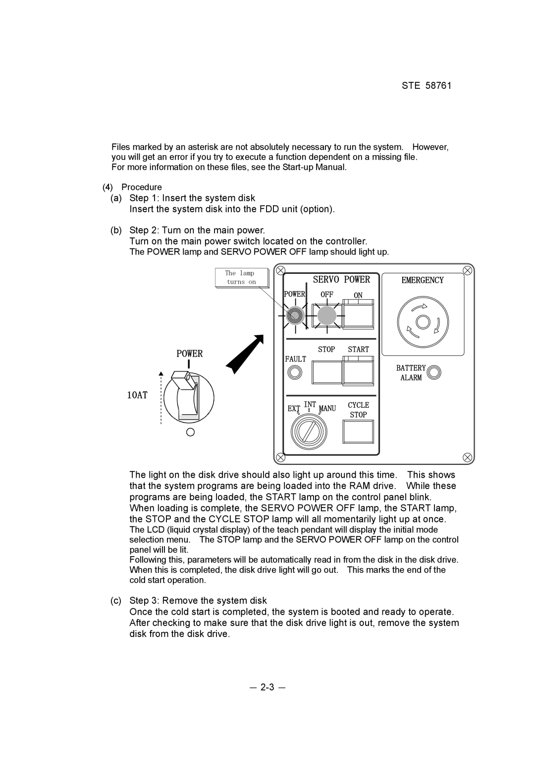 Toshiba ste 58761 instruction manual Servo Power 