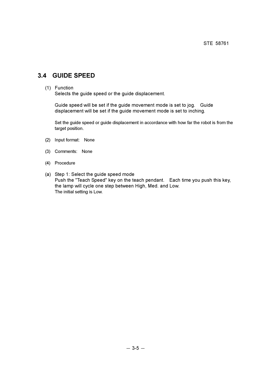 Toshiba ste 58761 instruction manual Guide Speed 