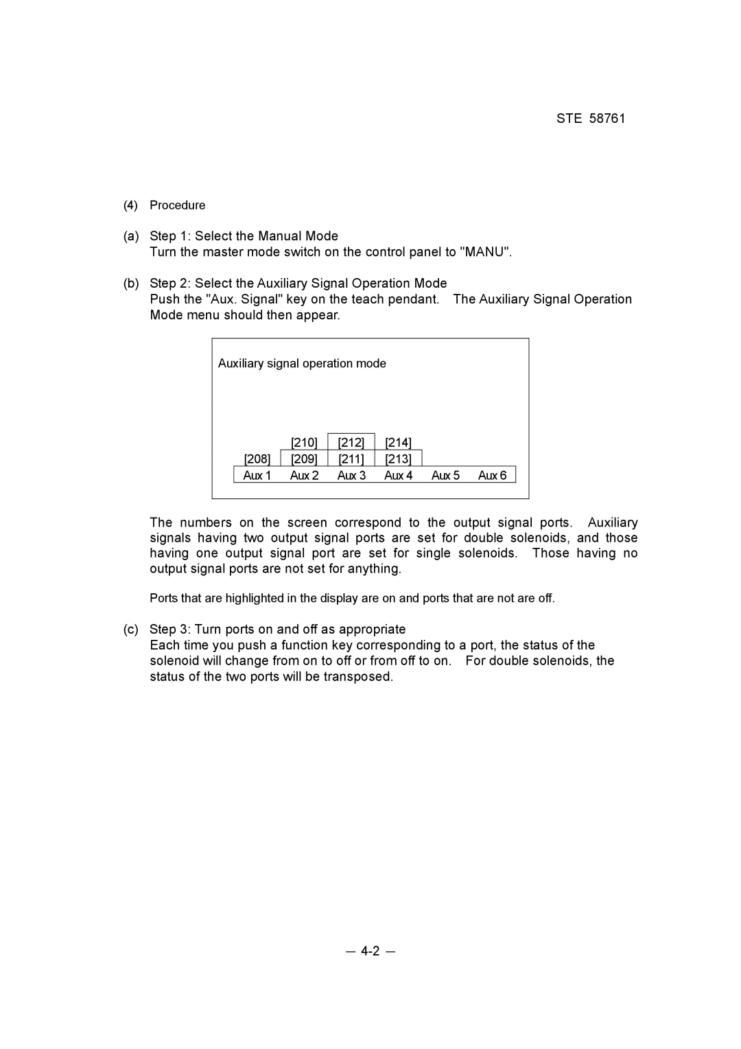 Toshiba ste 58761 instruction manual Procedure 