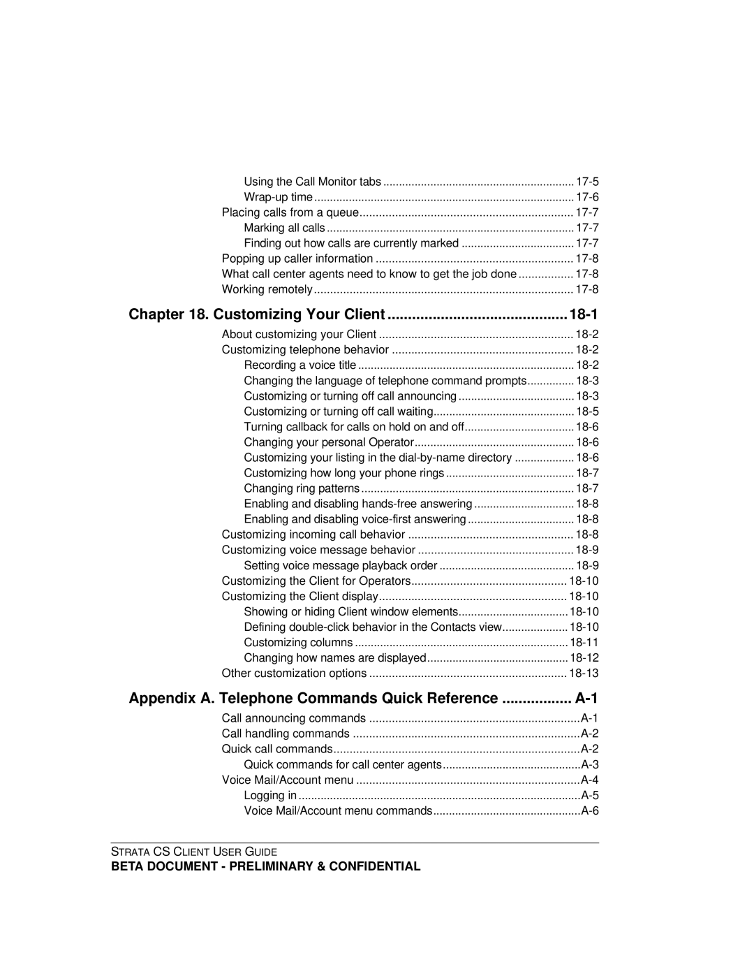 Toshiba Strata CS manual Customizing Your Client 18-1 