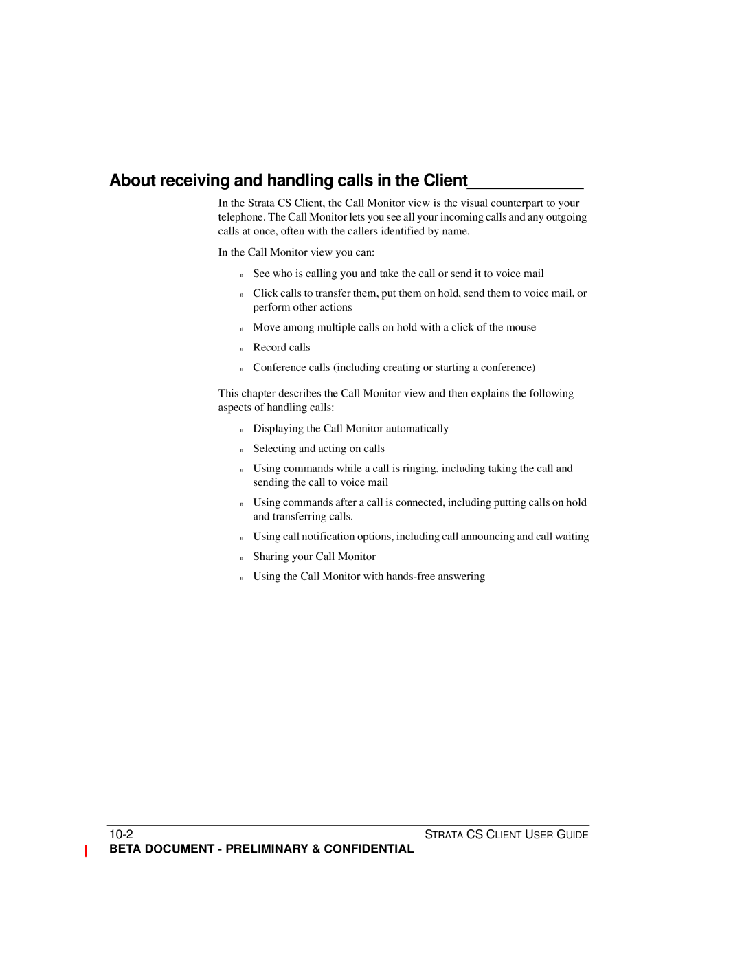 Toshiba Strata CS manual About receiving and handling calls in the Client 