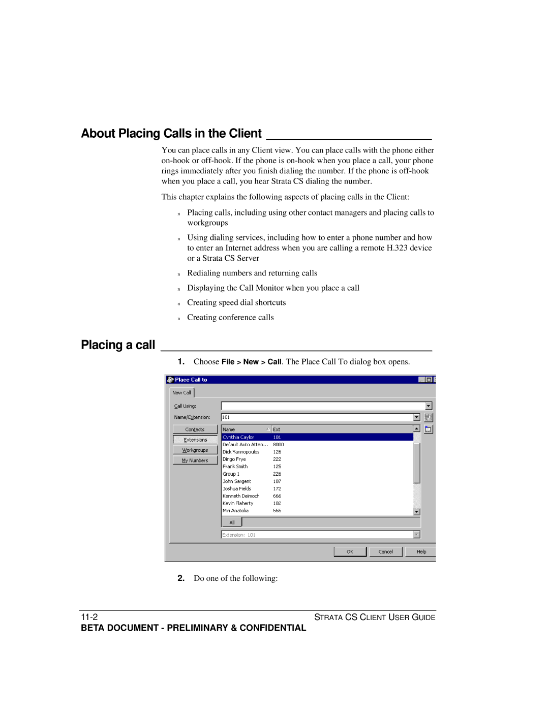 Toshiba Strata CS manual About Placing Calls in the Client, Placing a call 