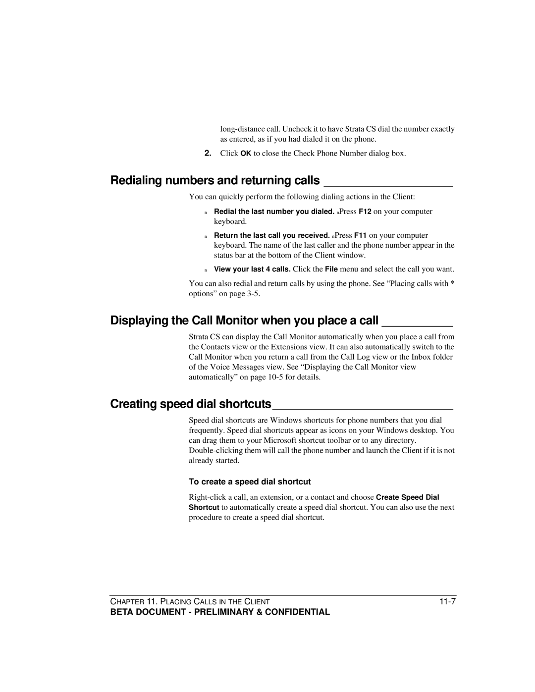 Toshiba Strata CS manual Redialing numbers and returning calls, Displaying the Call Monitor when you place a call 