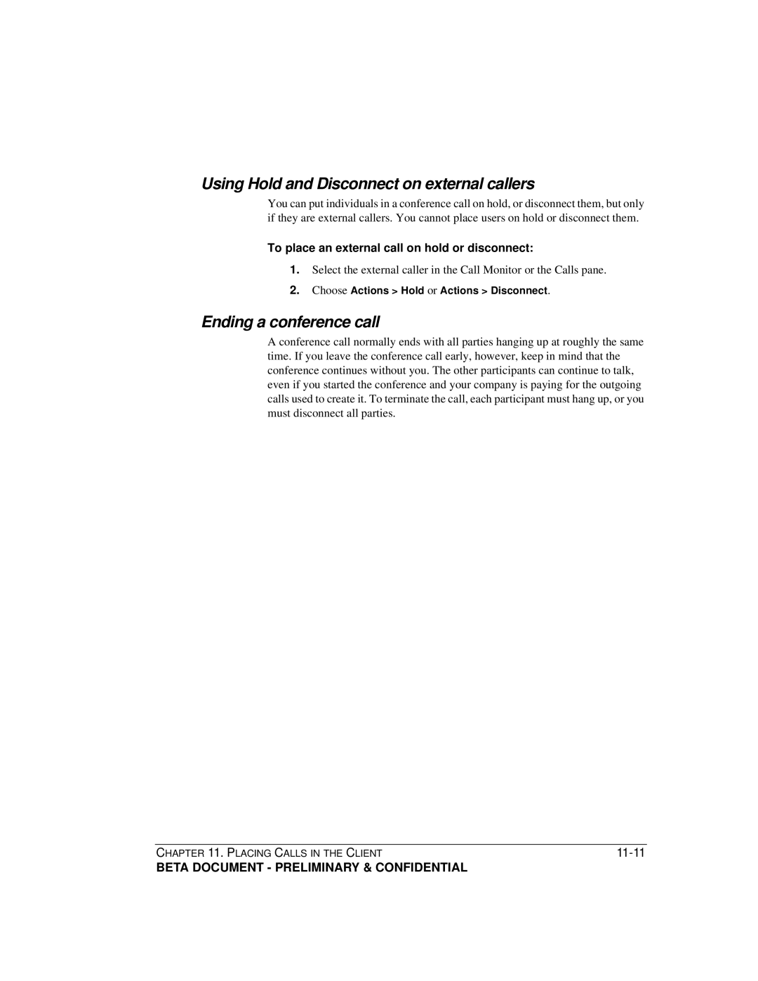 Toshiba Strata CS manual Using Hold and Disconnect on external callers, Ending a conference call 