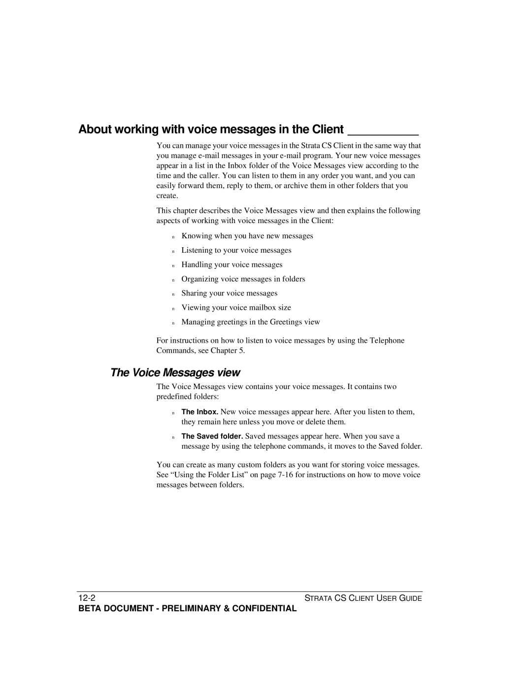 Toshiba Strata CS manual About working with voice messages in the Client, Voice Messages view 