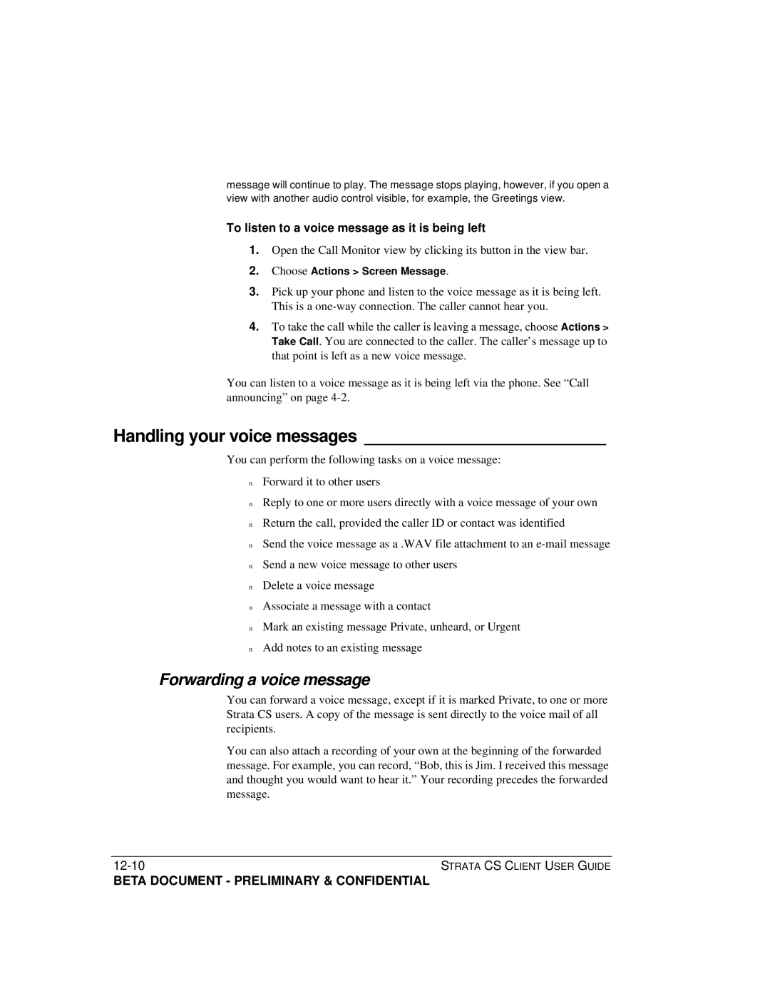 Toshiba Strata CS manual Handling your voice messages, Forwarding a voice message 