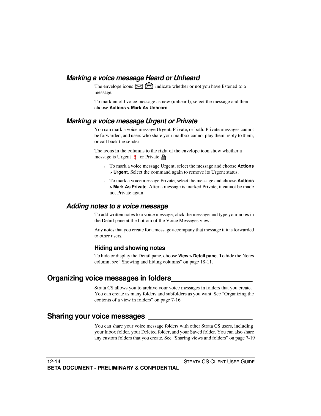 Toshiba Strata CS manual Organizing voice messages in folders, Sharing your voice messages, Adding notes to a voice message 