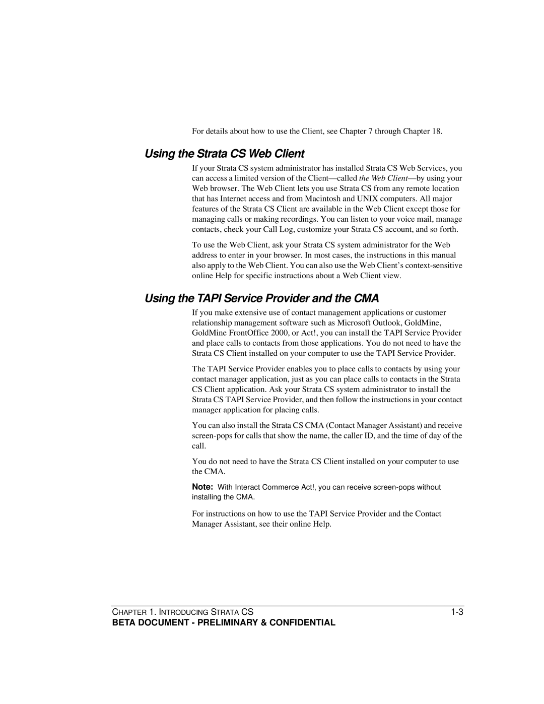 Toshiba manual Using the Strata CS Web Client, Using the Tapi Service Provider and the CMA 