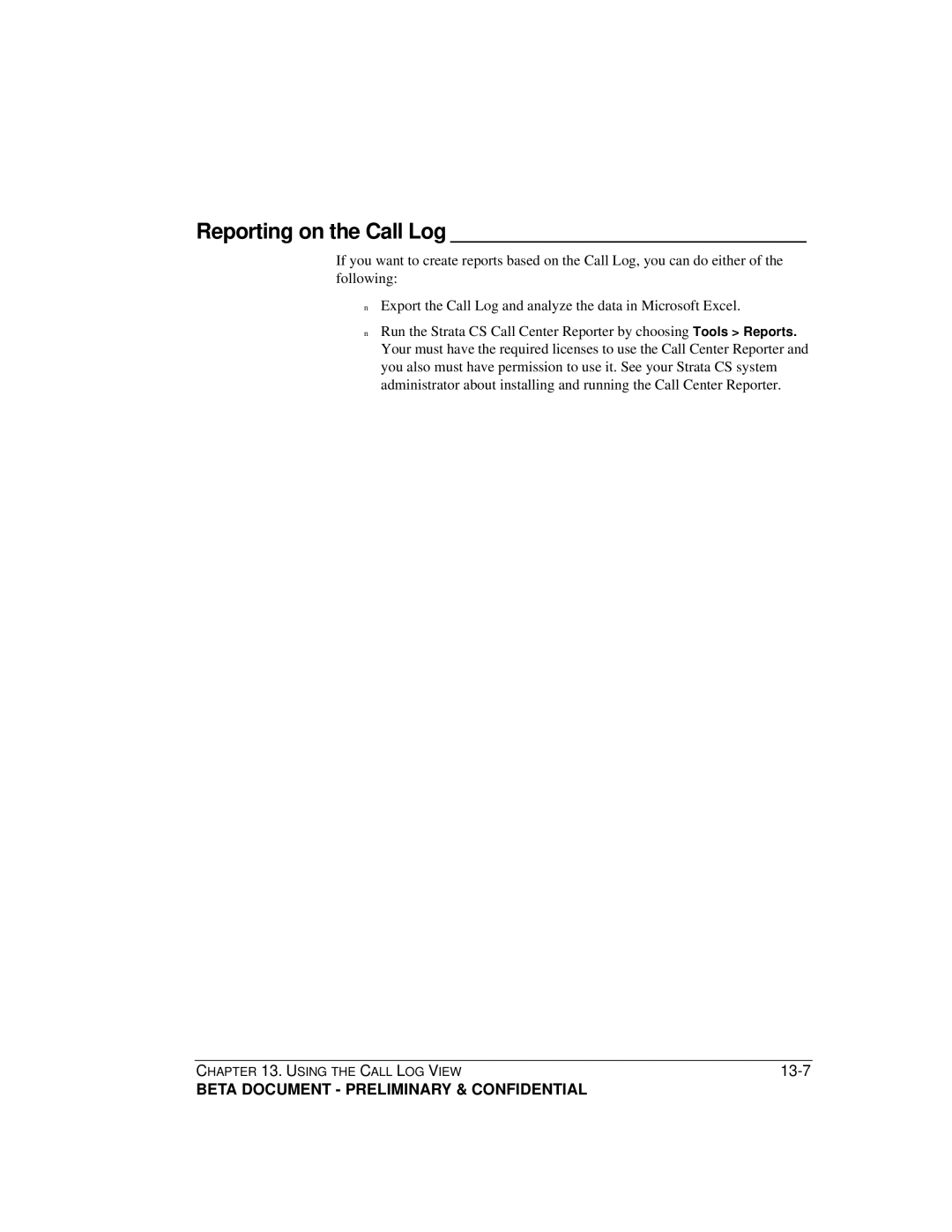 Toshiba Strata CS manual Reporting on the Call Log 