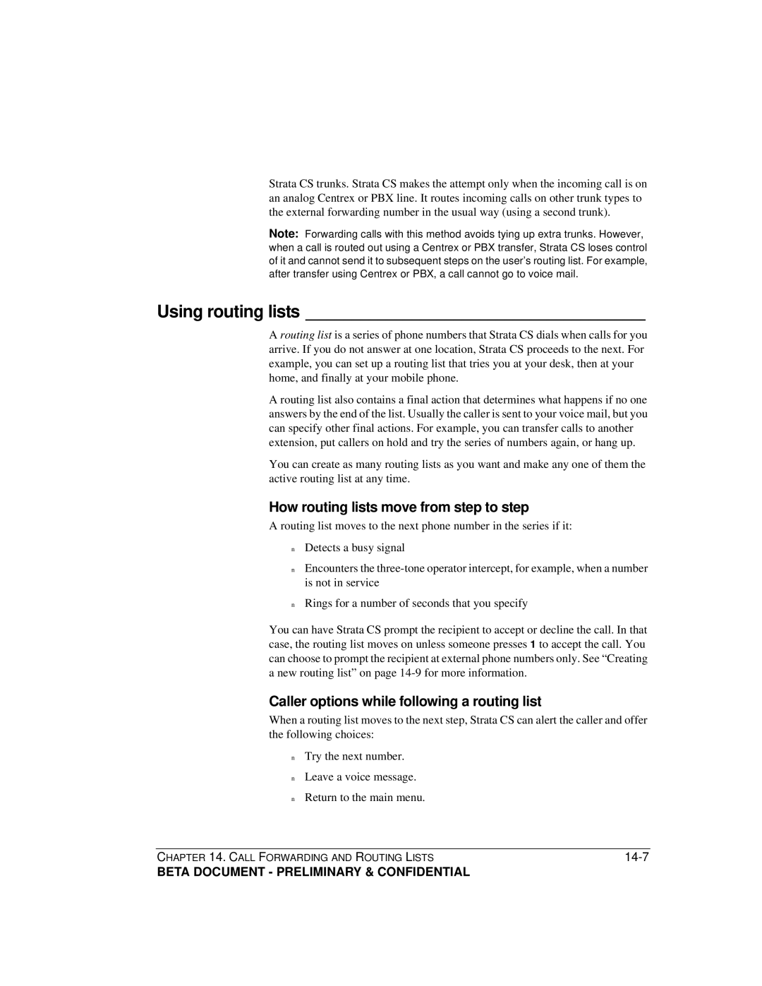 Toshiba Strata CS manual Using routing lists, How routing lists move from step to step 