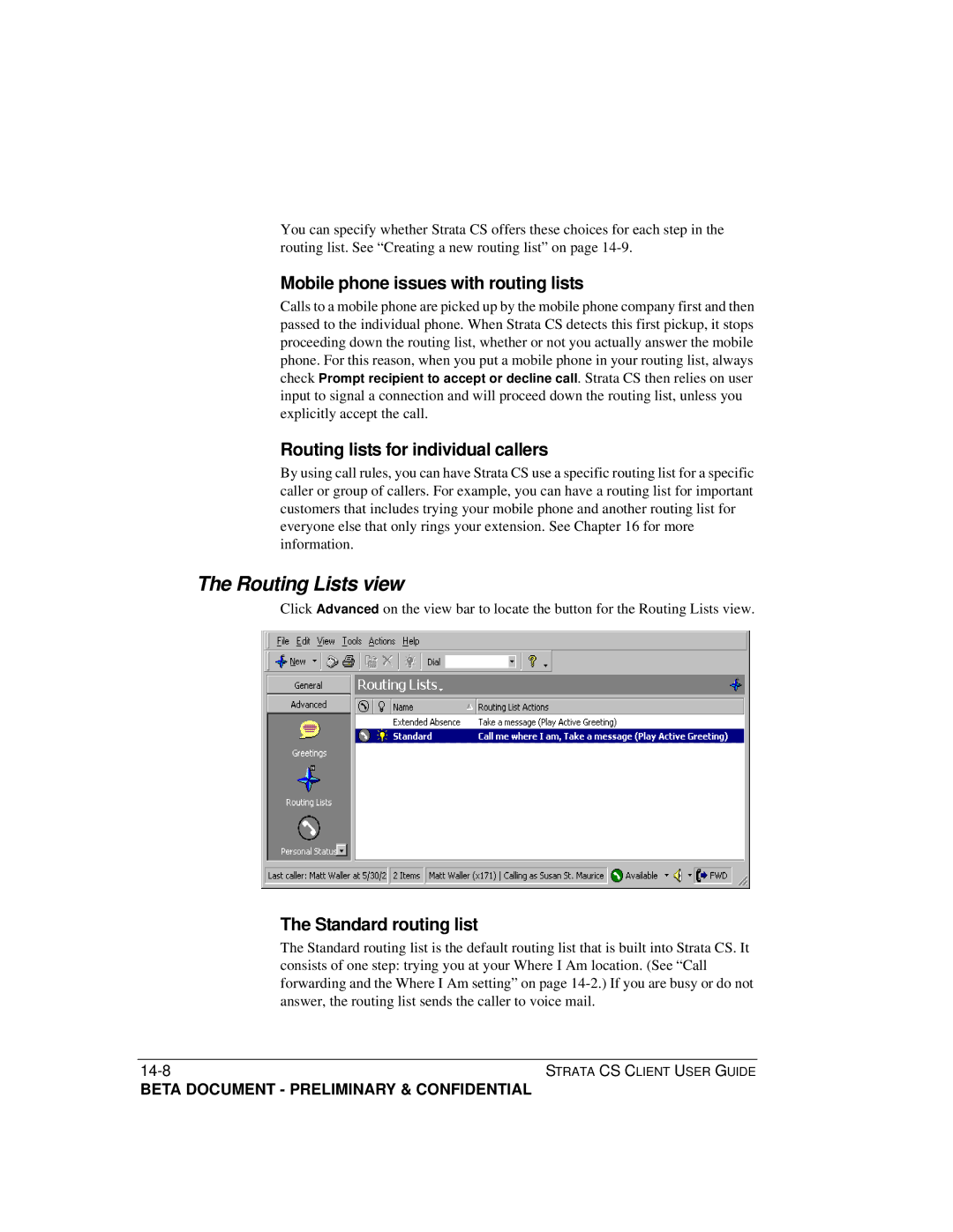 Toshiba Strata CS manual Routing Lists view, Mobile phone issues with routing lists, Routing lists for individual callers 