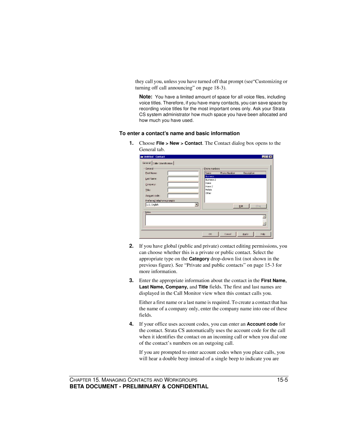 Toshiba Strata CS manual To enter a contact’s name and basic information 