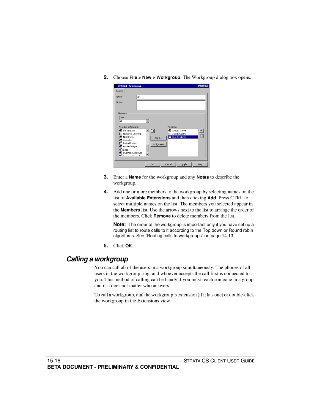 Toshiba Strata CS manual Calling a workgroup, Click OK 