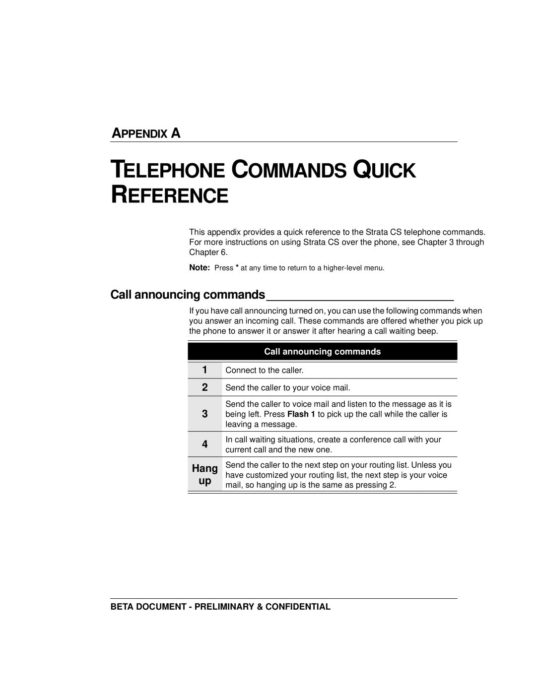 Toshiba Strata CS manual Telephone Commands Quick Reference, Call announcing commands 