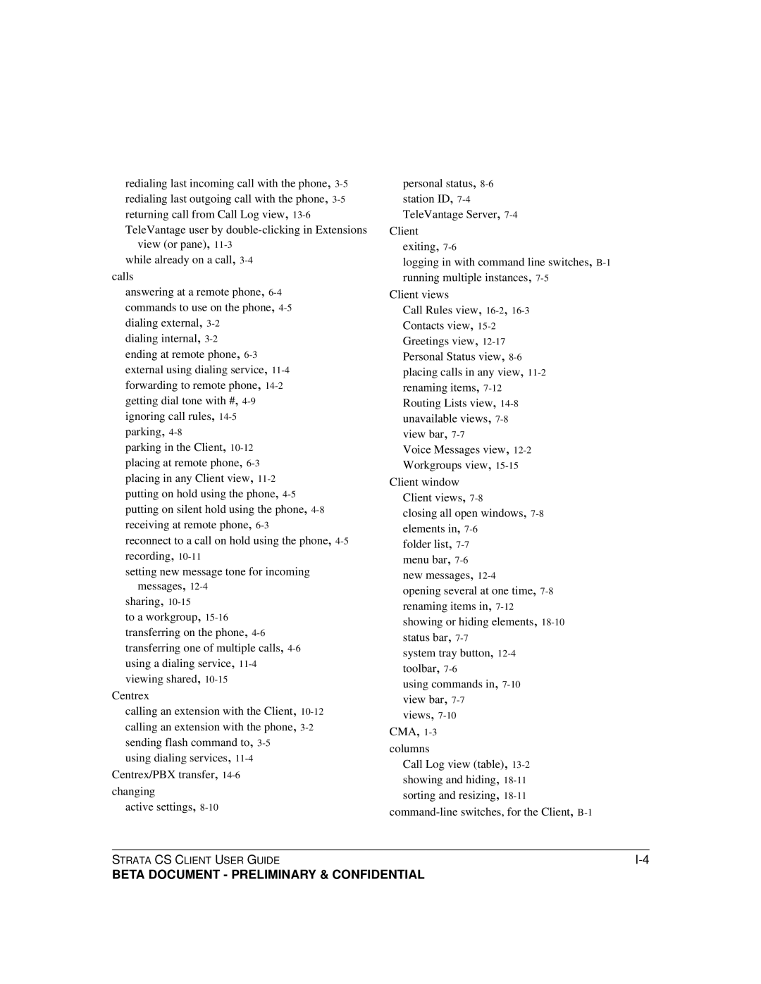 Toshiba Strata CS manual Command-line switches, for the Client, B-1 