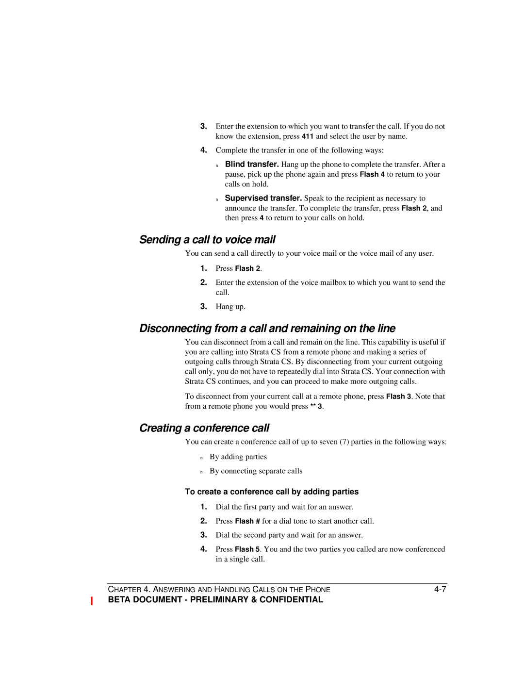 Toshiba Strata CS manual Sending a call to voice mail, Disconnecting from a call and remaining on the line 