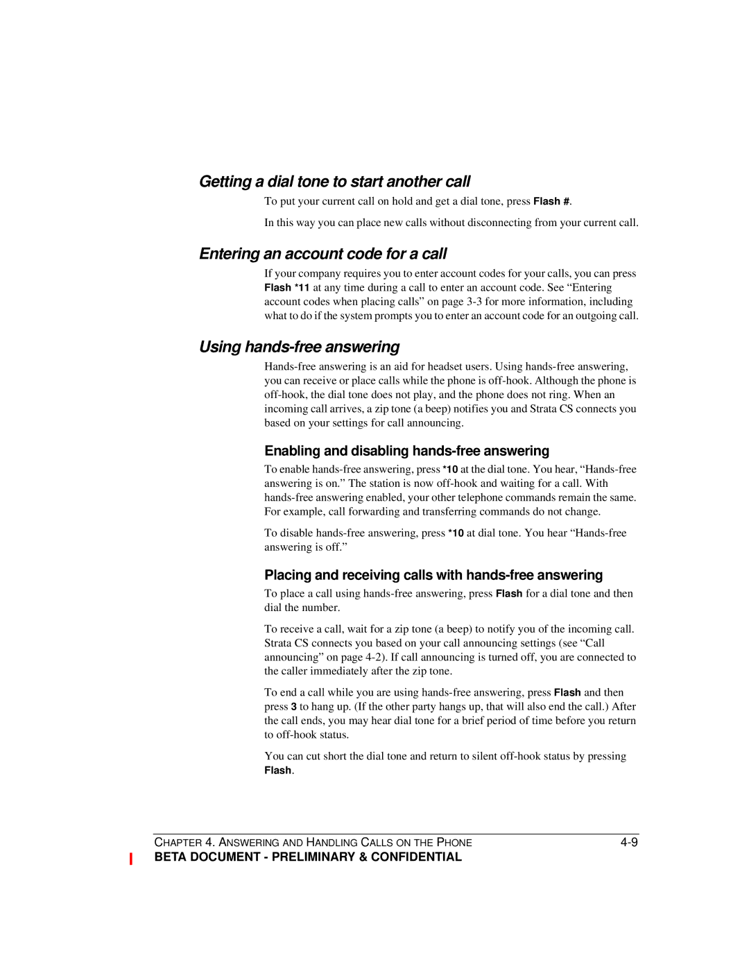 Toshiba Strata CS manual Getting a dial tone to start another call, Entering an account code for a call 