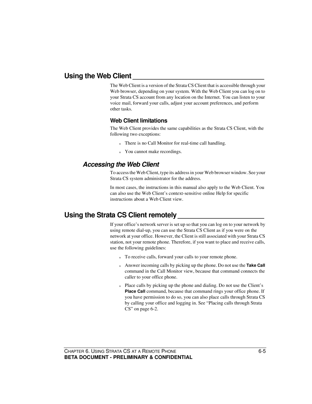 Toshiba Using the Web Client, Using the Strata CS Client remotely, Accessing the Web Client, Web Client limitations 