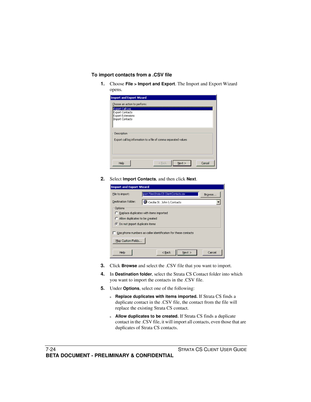 Toshiba Strata CS manual To import contacts from a .CSV file 