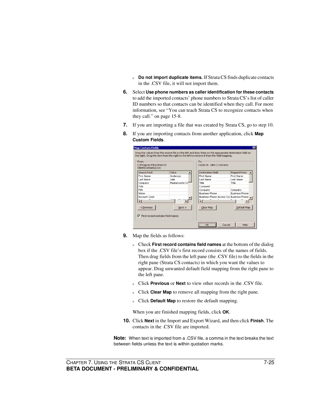 Toshiba Strata CS manual Map the fields as follows 