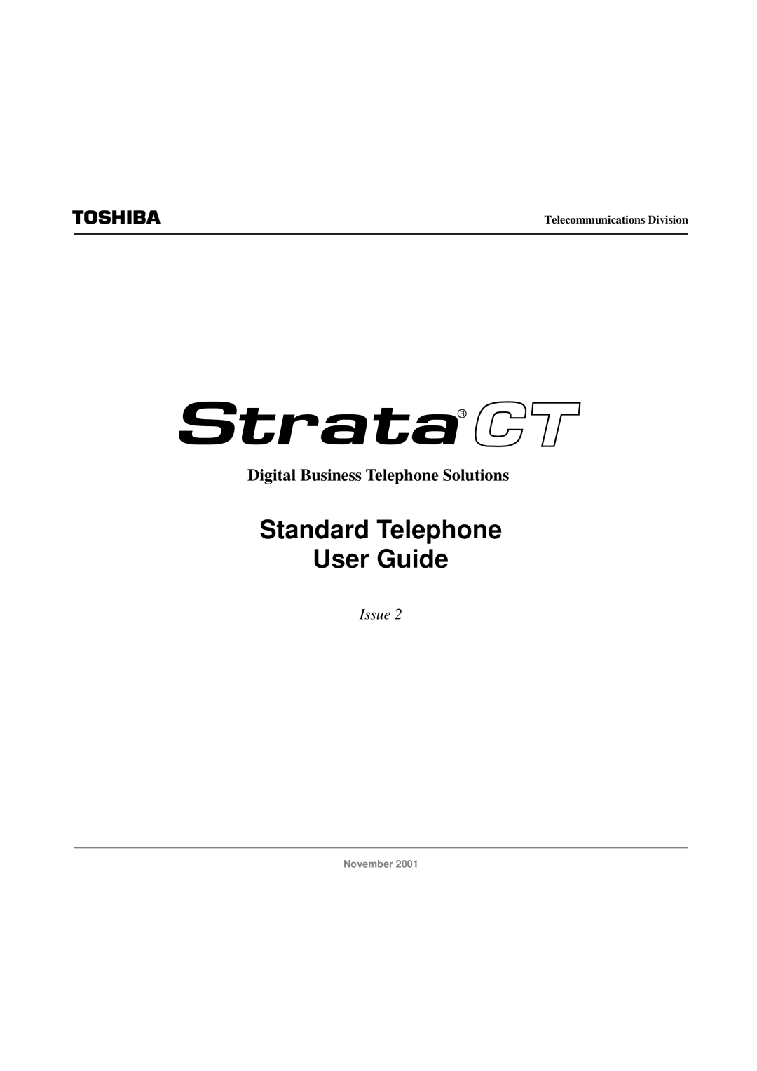 Toshiba Strata CT manual Standard Telephone User Guide 