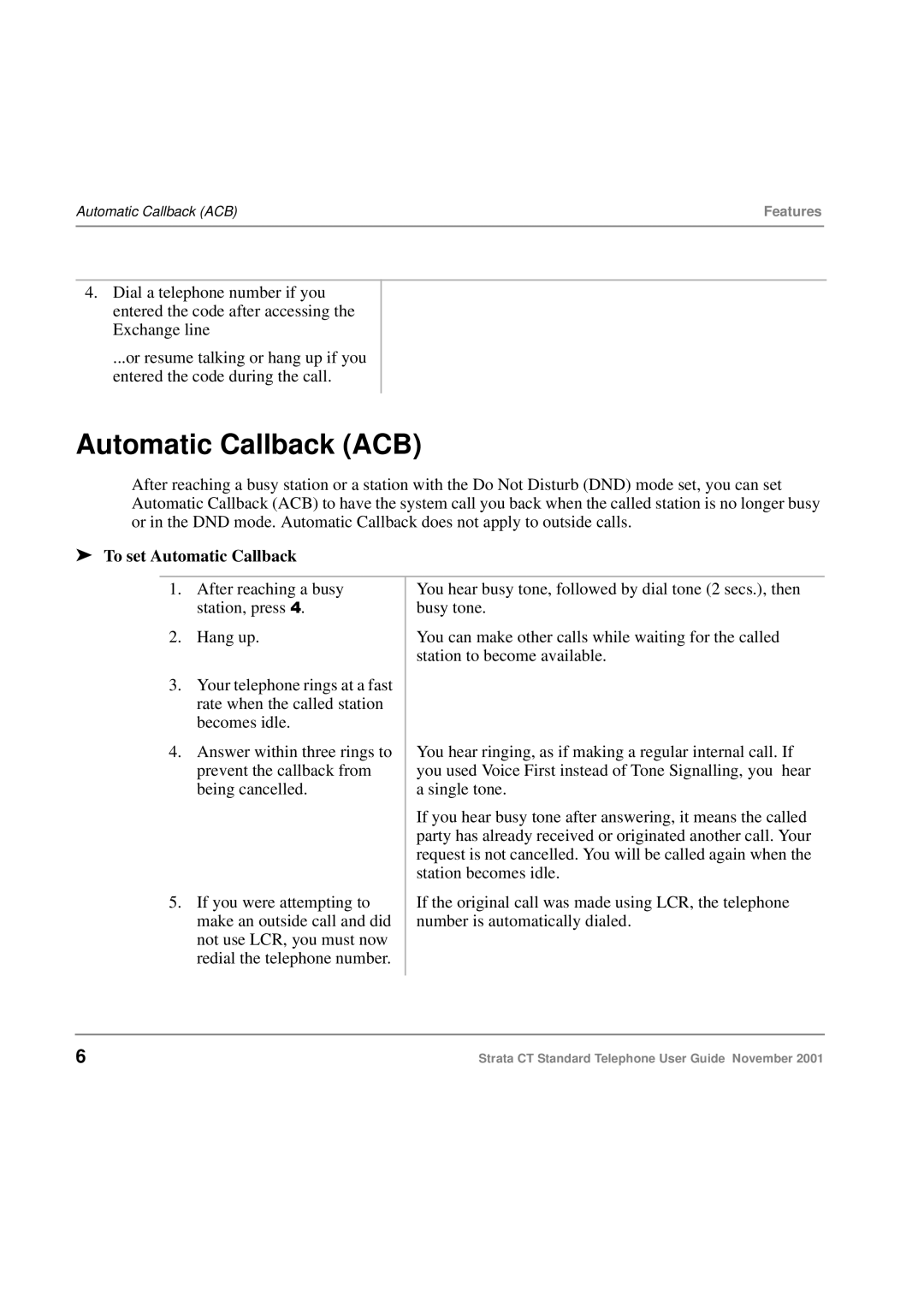 Toshiba Strata CT manual Automatic Callback ACB, To set Automatic Callback 