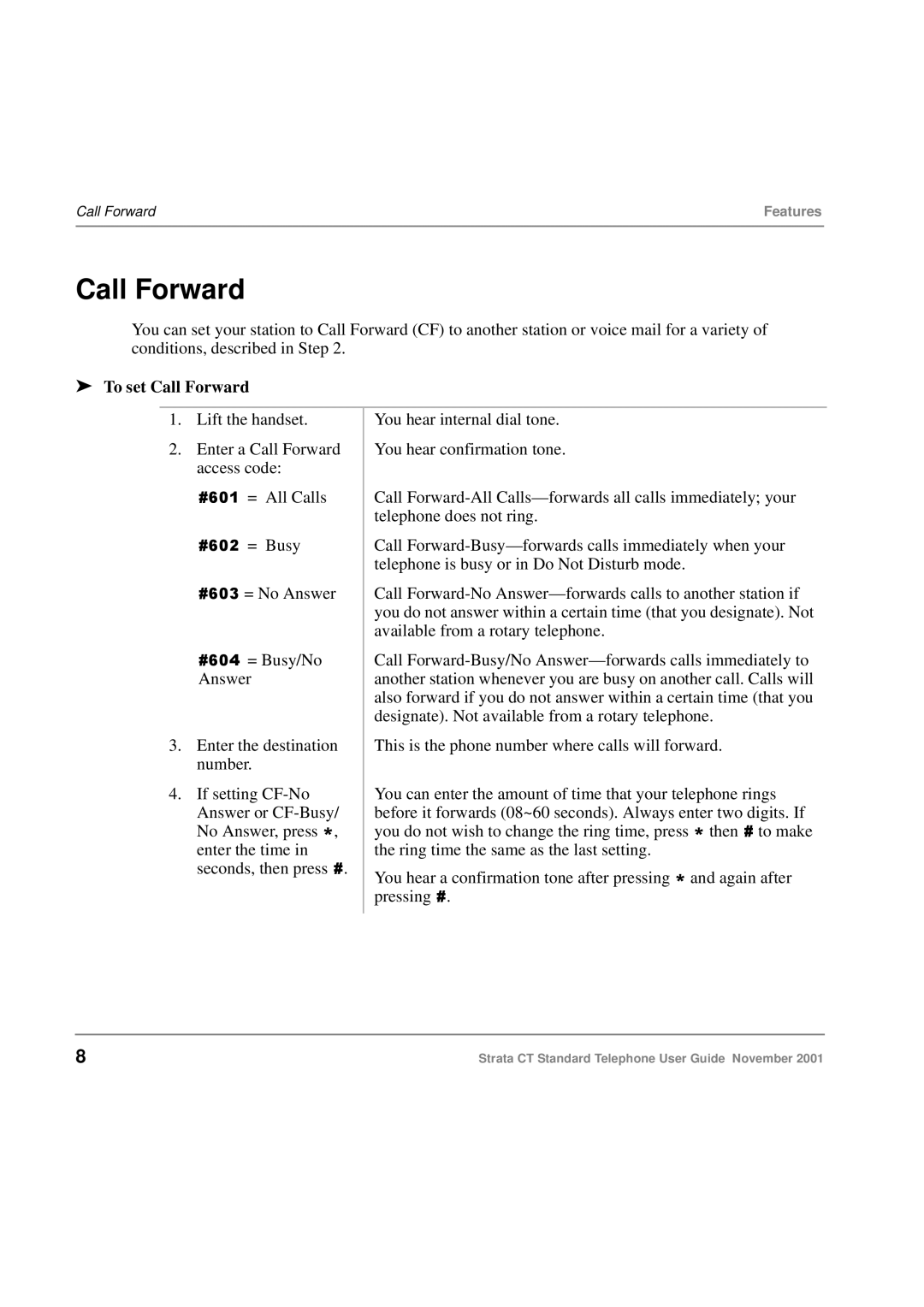 Toshiba Strata CT manual To set Call Forward 