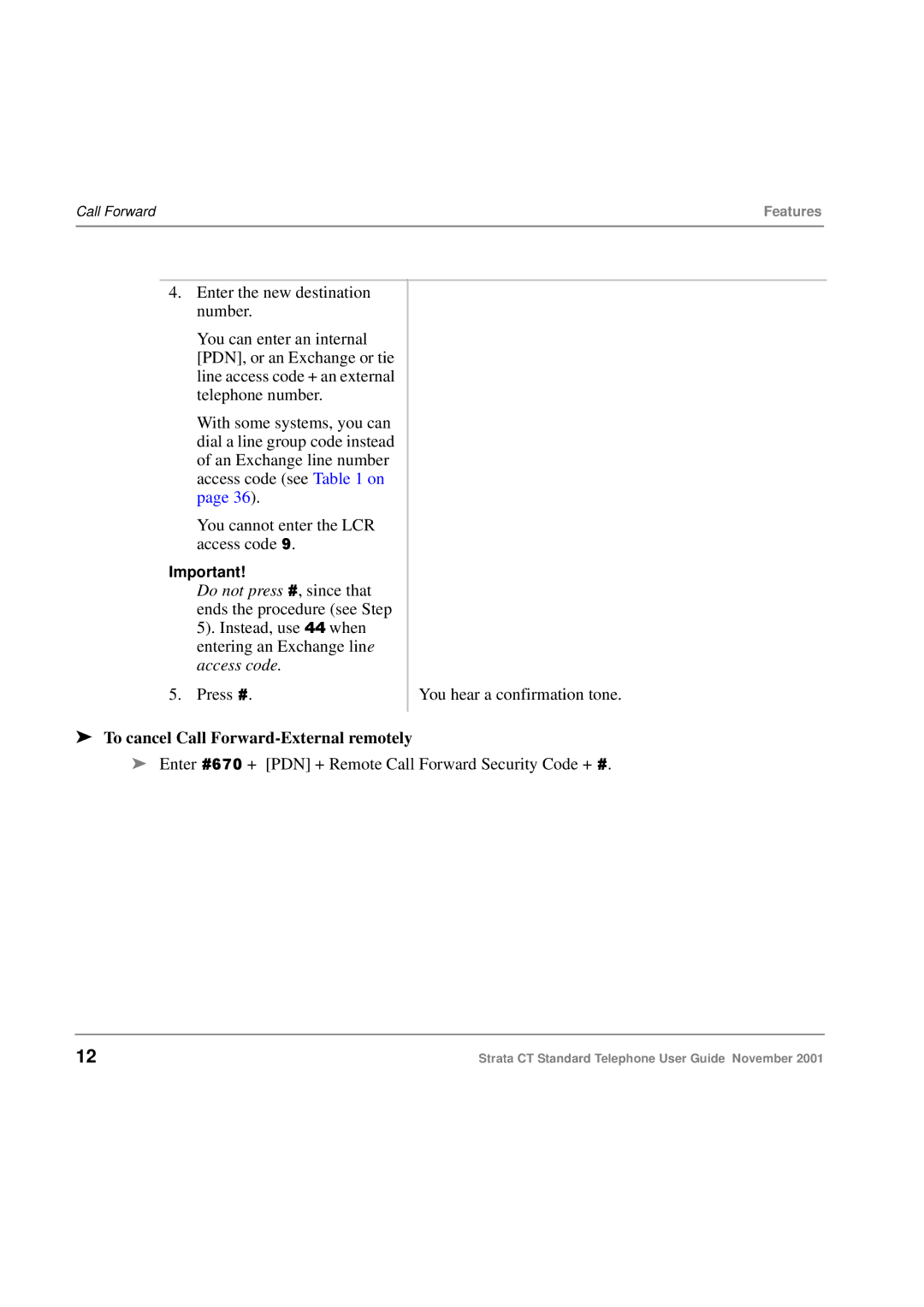 Toshiba Strata CT manual To cancel Call Forward-External remotely 