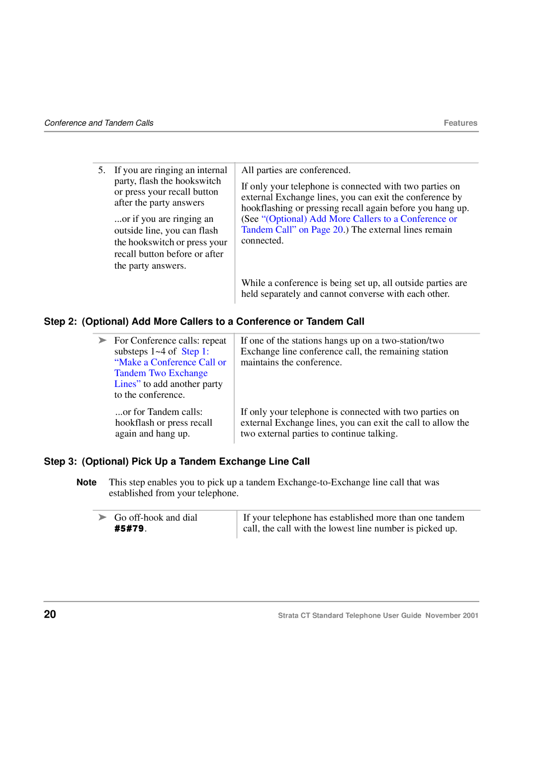 Toshiba Strata CT manual Optional Add More Callers to a Conference or Tandem Call 