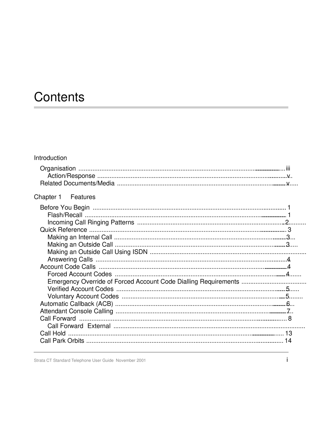 Toshiba Strata CT manual Contents 