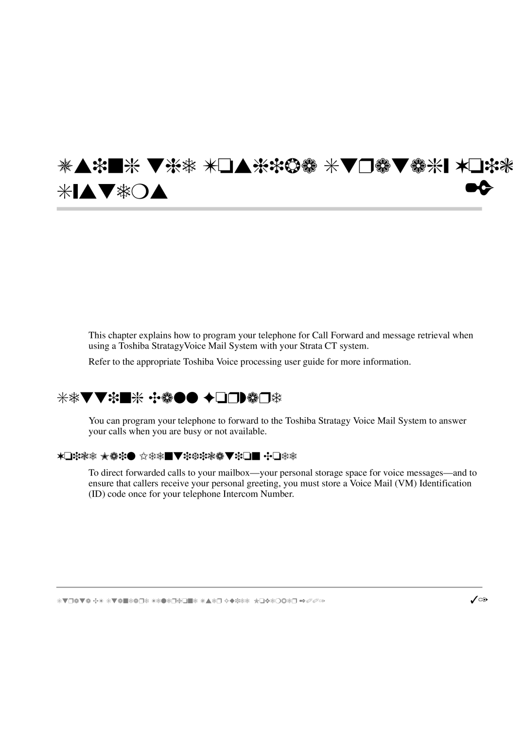 Toshiba Strata CT manual Setting Call Forward, Voice Mail Identification Code 