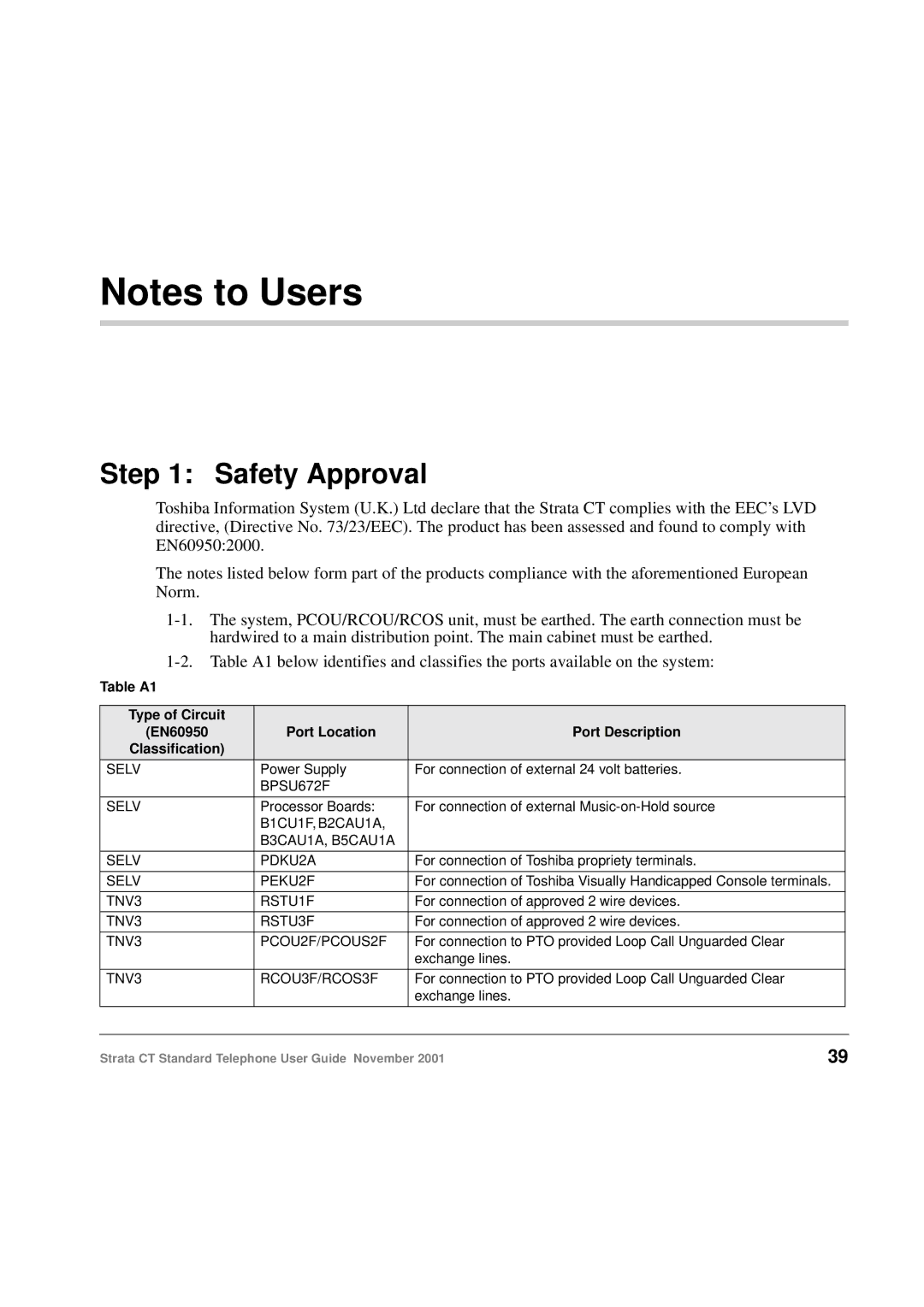 Toshiba Strata CT manual Safety Approval, TNV3 RCOU3F/RCOS3F 