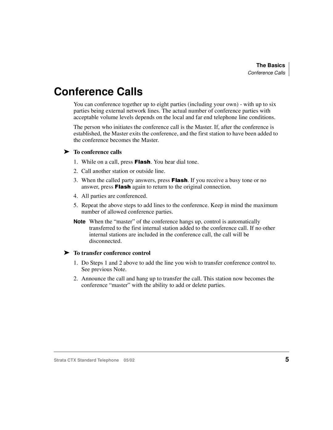 Toshiba Strata CTX manual Conference Calls, To conference calls, To transfer conference control 