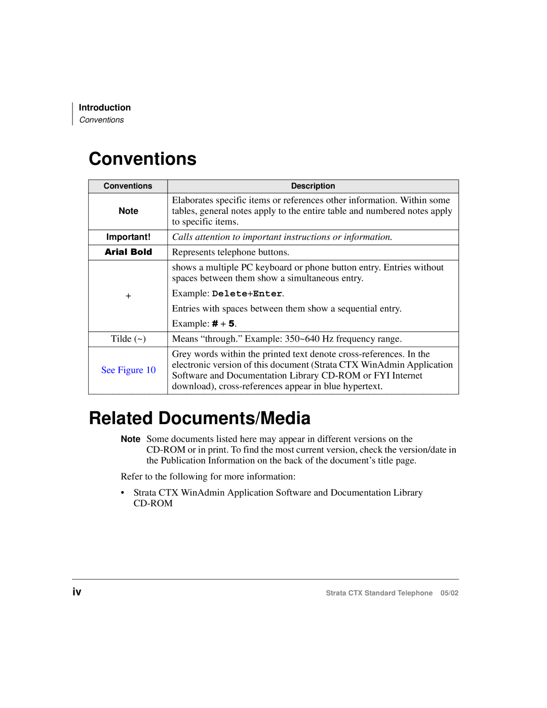 Toshiba Strata CTX manual Conventions, Related Documents/Media 