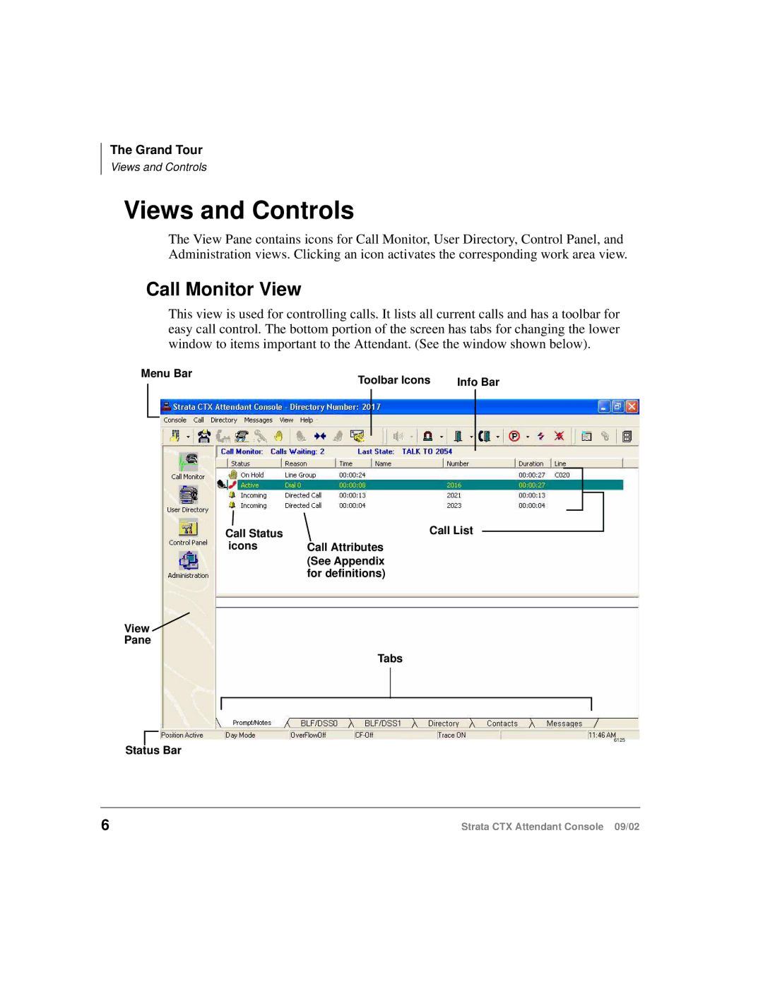 Toshiba Strata CTX manual Views and Controls, Call Monitor View 