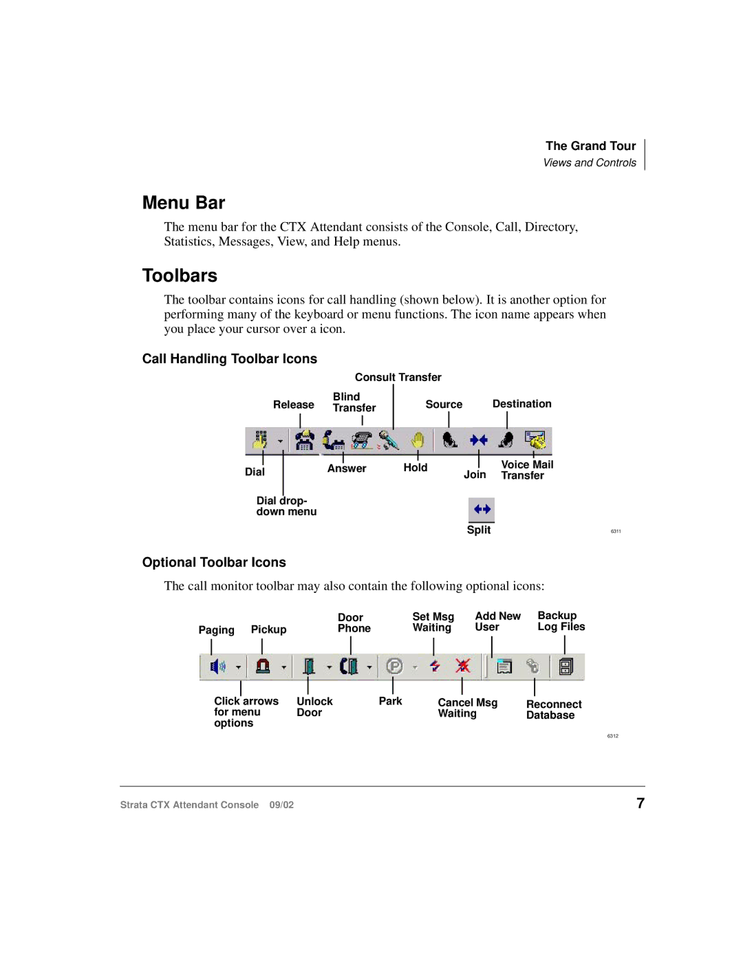 Toshiba Strata CTX manual Menu Bar, Toolbars 