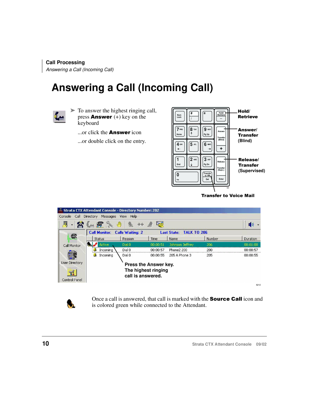 Toshiba Strata CTX manual $Qvzhu, Answering a Call Incoming Call 