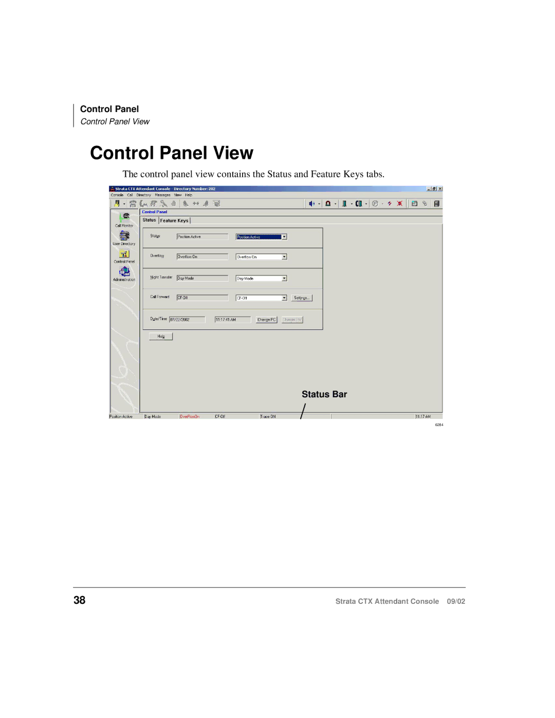 Toshiba Strata CTX manual Control Panel View 