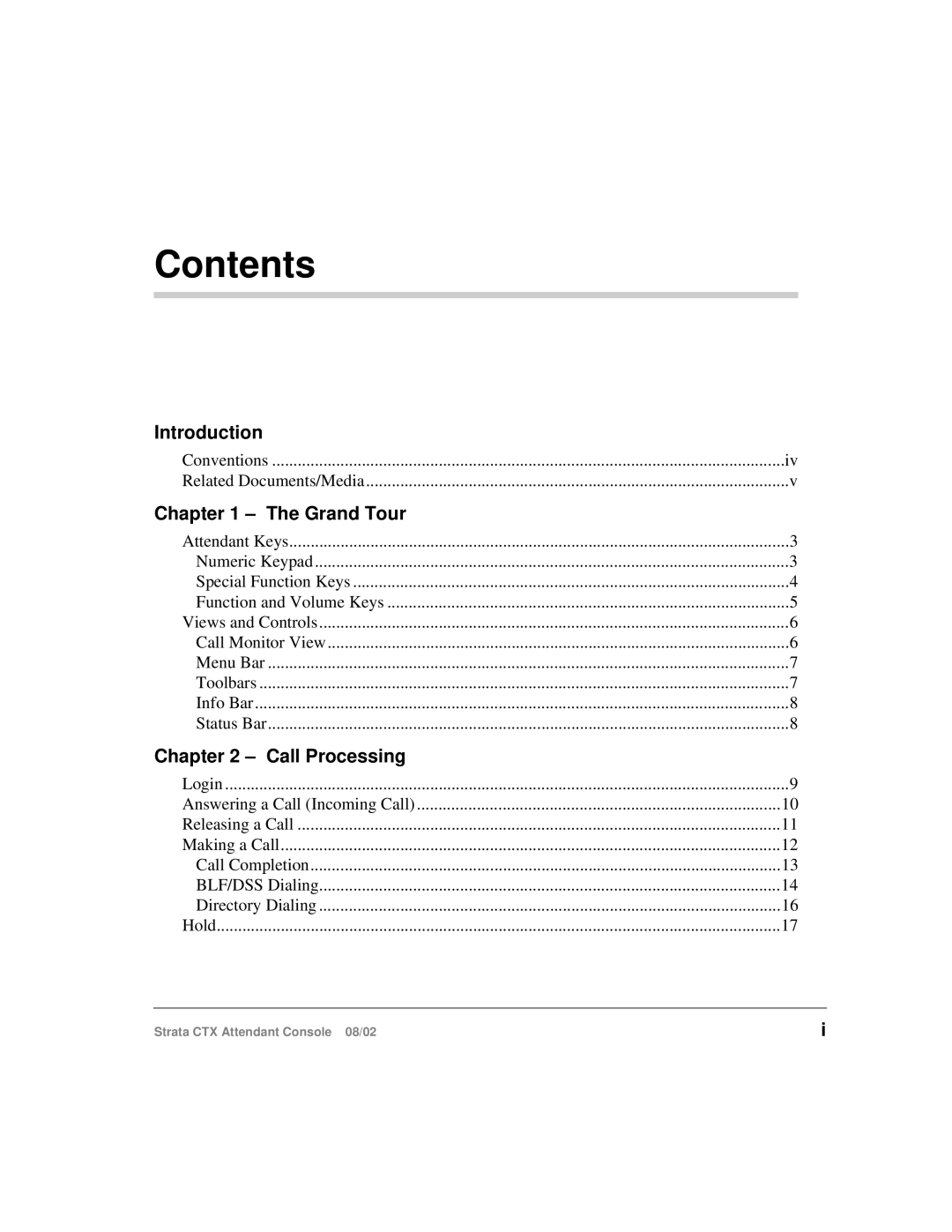 Toshiba Strata CTX manual Contents 