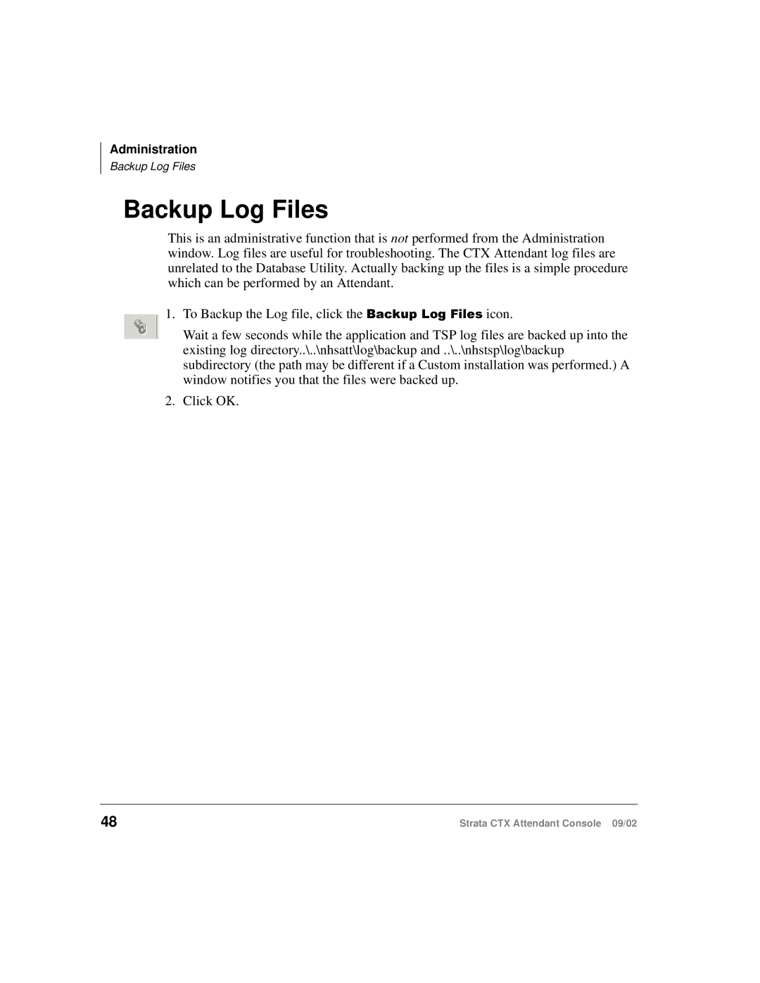 Toshiba Strata CTX manual Backup Log Files 