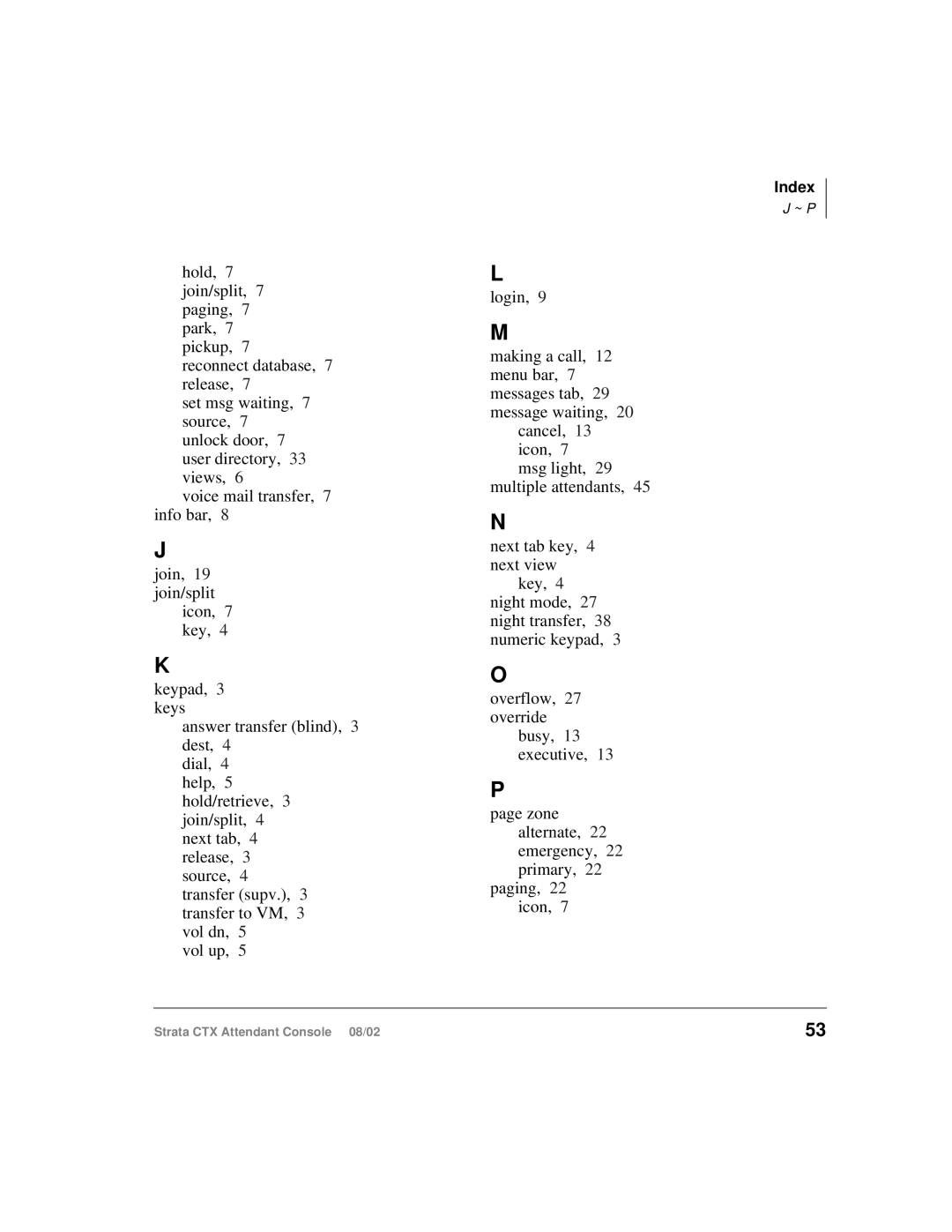 Toshiba Strata CTX manual ~ P 