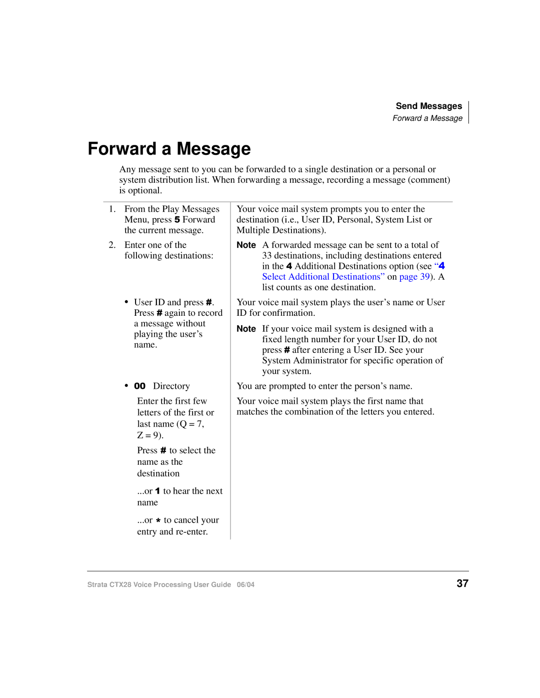 Toshiba Strata CTX28 manual Forward a Message 