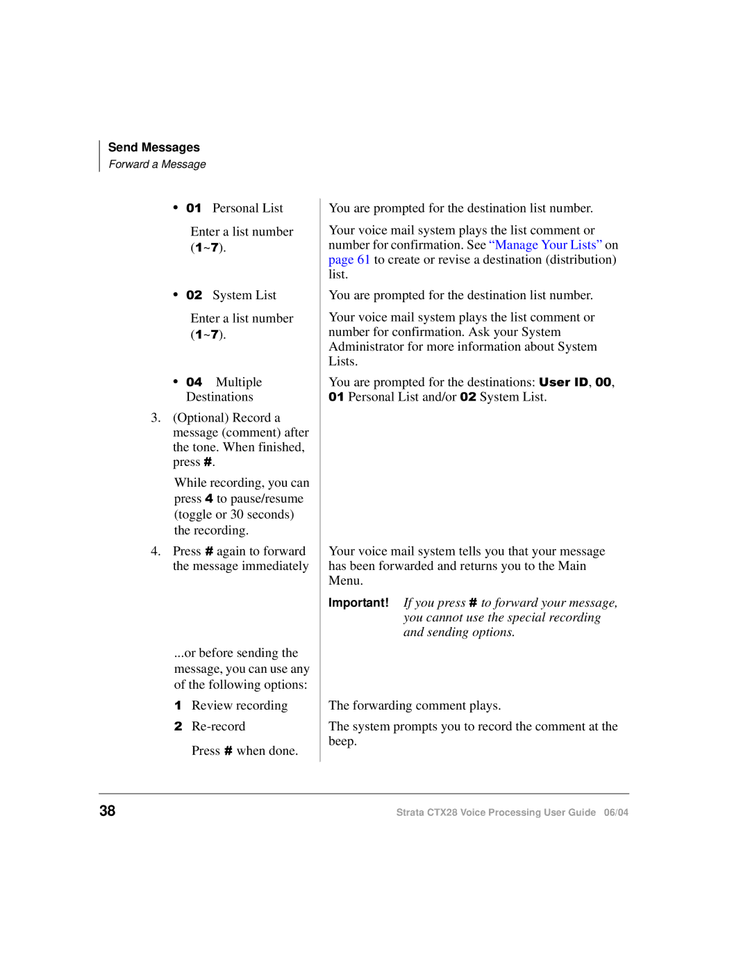 Toshiba Strata CTX28 manual Optional Record a message comment after 