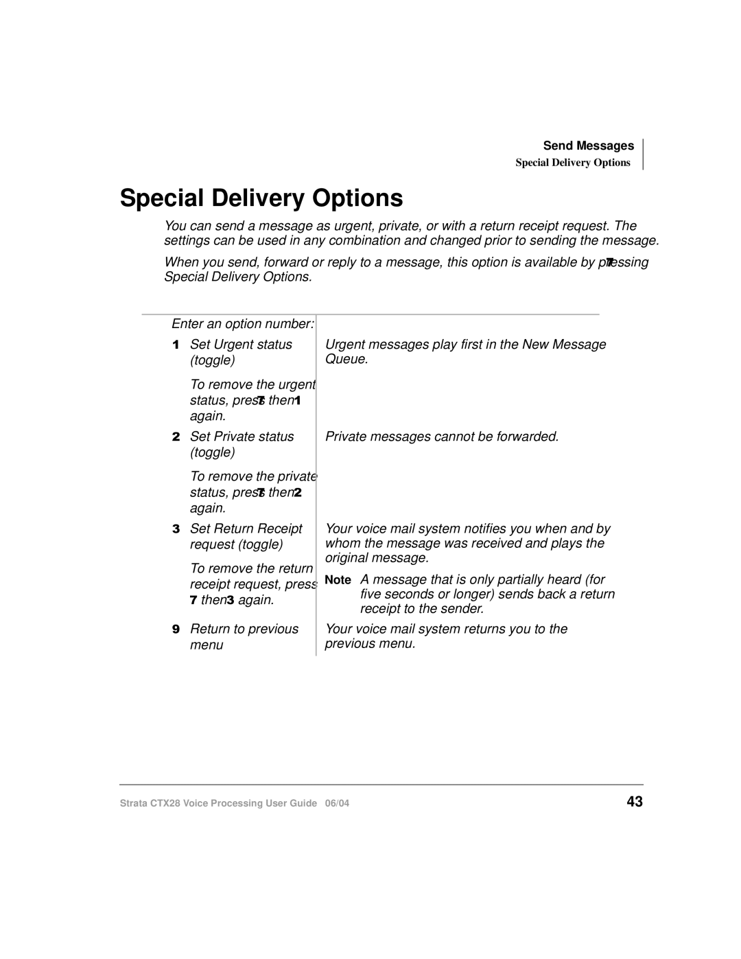 Toshiba Strata CTX28 manual Special Delivery Options 