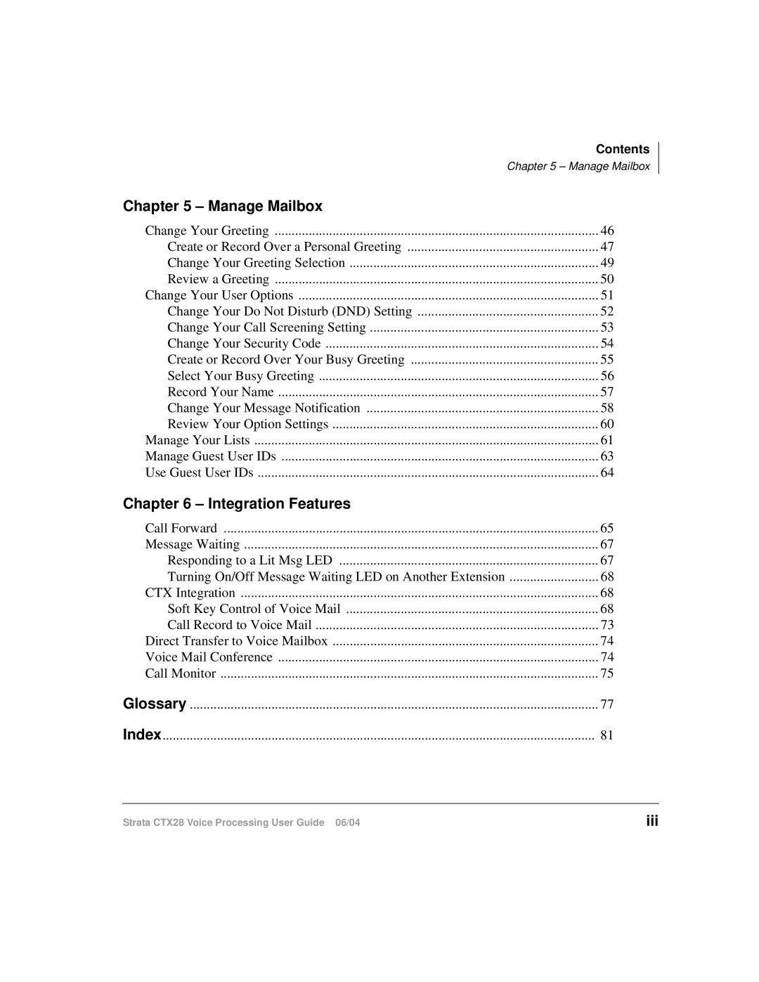 Toshiba Strata CTX28 manual Iii 