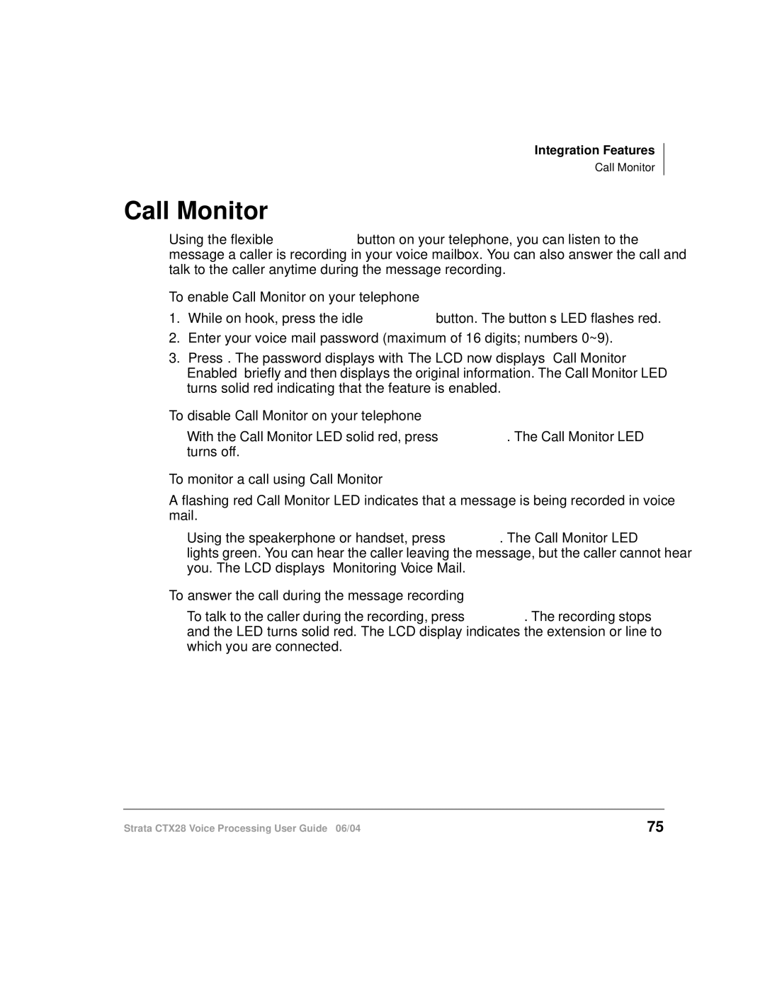 Toshiba Strata CTX28 manual ³ To enable Call Monitor on your telephone 