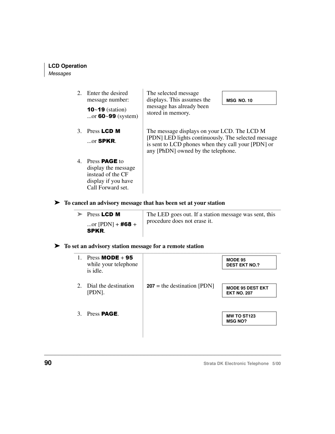 Toshiba Strata DK manual To set an advisory station message for a remote station 