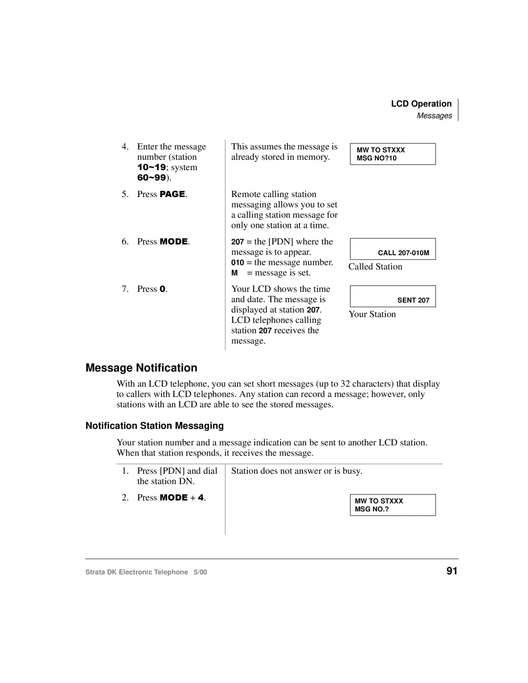 Toshiba Strata DK manual Message Notification, Notification Station Messaging 