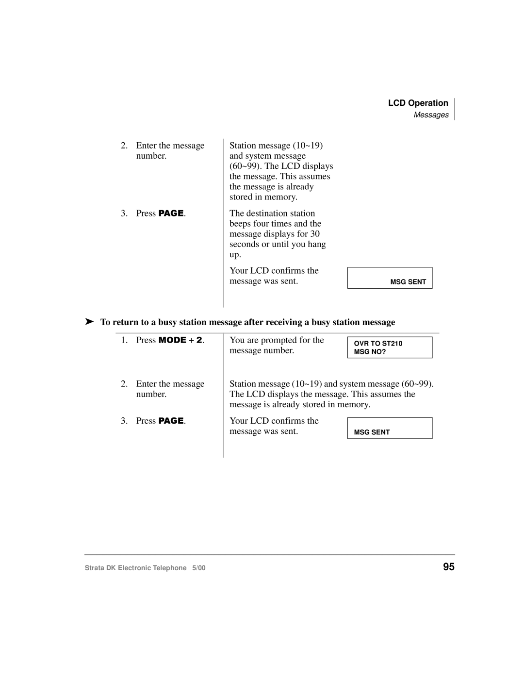 Toshiba Strata DK manual You are prompted for, Message number 