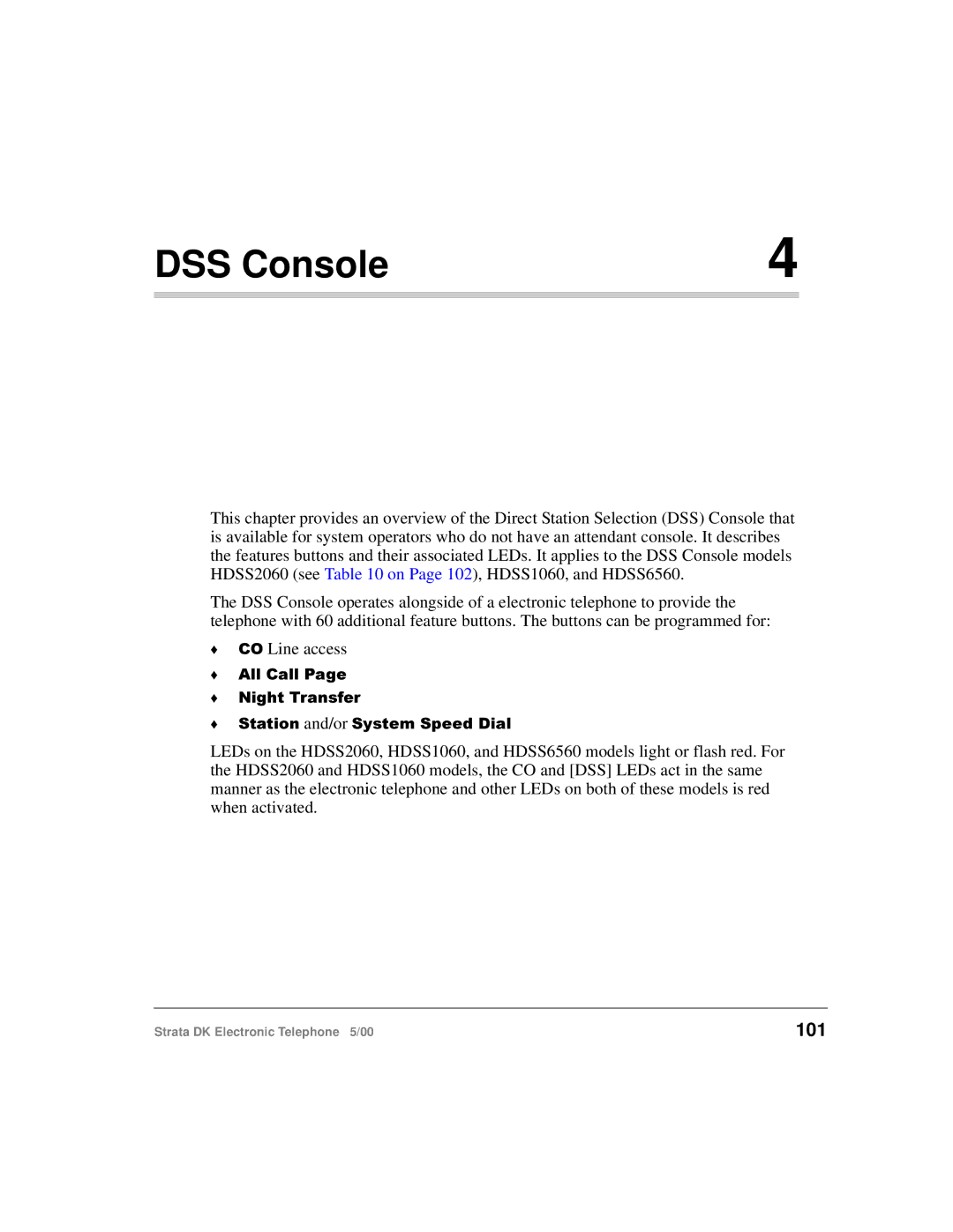 Toshiba Strata DK manual DSS Console, 101 